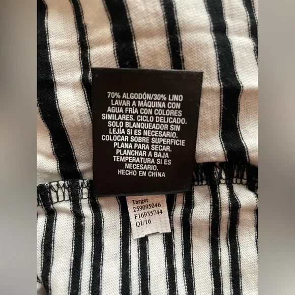 New Mossino Women Sleeveless Linen Dress Black White Stripe Size Medium - Picture 10 of 10